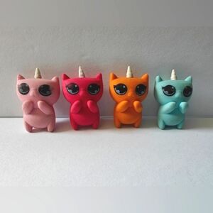 Rainbow Unicorn Cat Erasers Taken Out Of Package For Pictures
